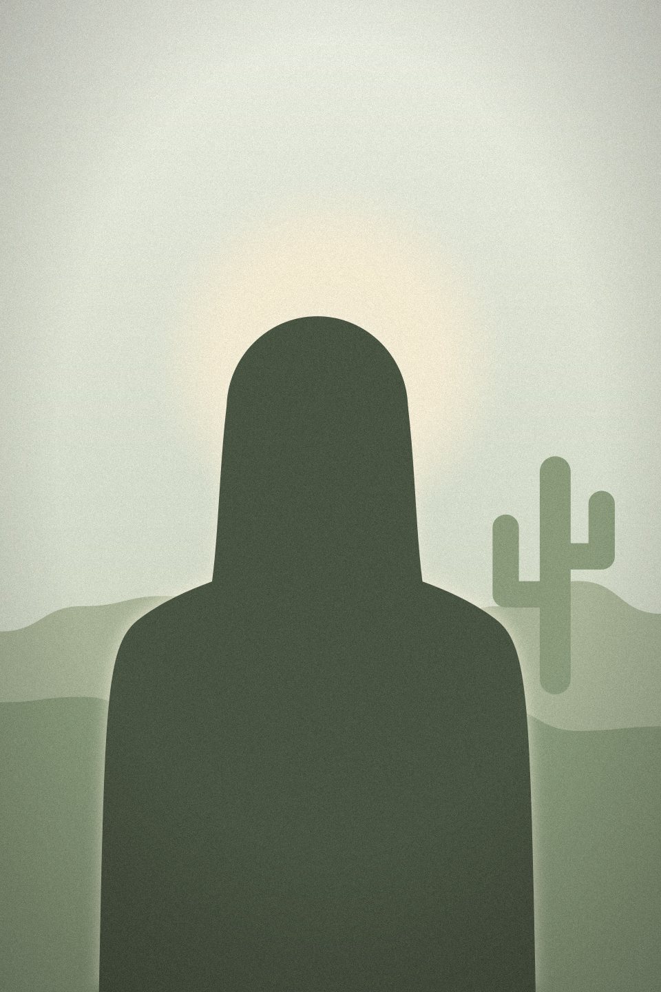 Placeholder portrait: a silhouette on a sage-green backdrop beside a saguaro